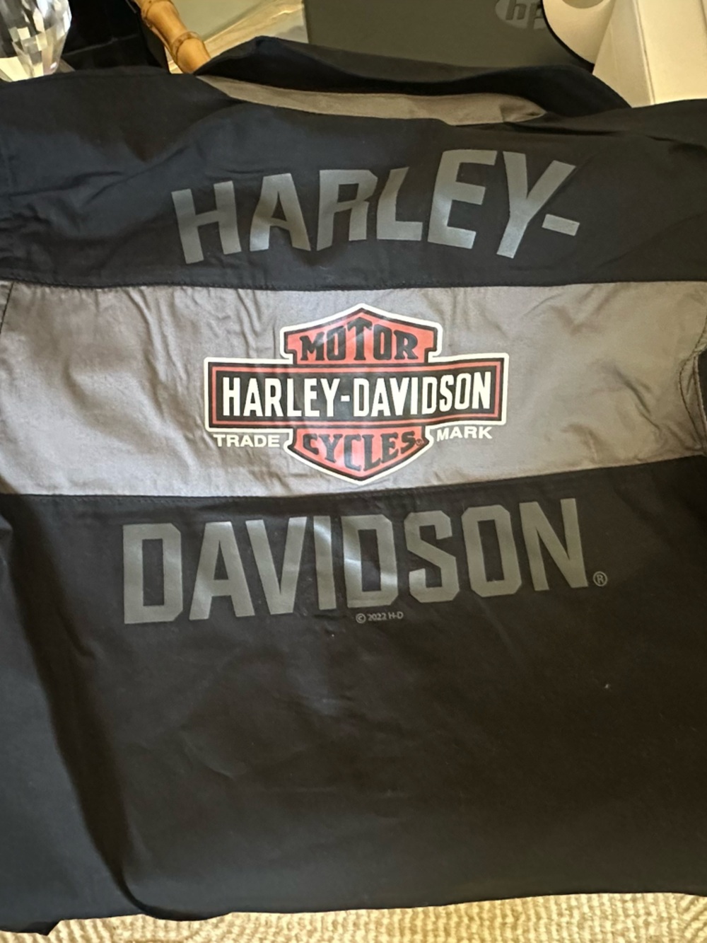 Harley-Davidson Boys Black & Gray button down Shirt.